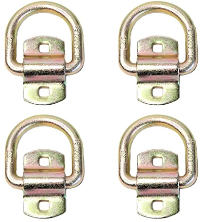 D Ring Tie-Down Ankers 1/2" (Pack van 4) met Bolt-on Montage Clip voor Trailer en Truck