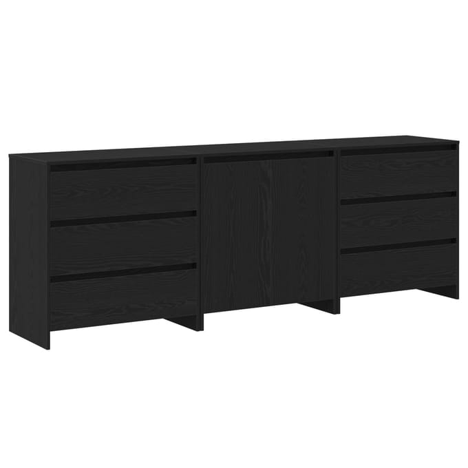 vidaXL - Dressoir - 3 - st - Zwart - 70 - x - 41 - x - 75 - cm - Bewerkt - hout