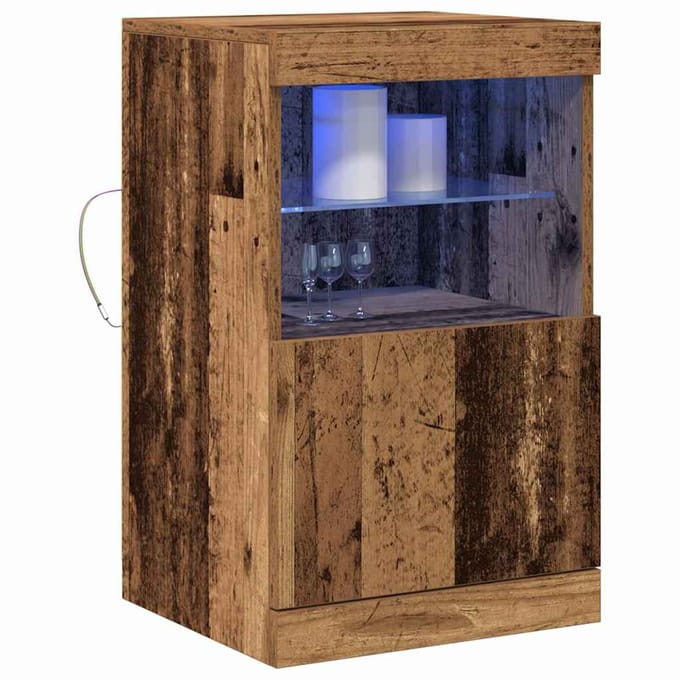 vidaXL - LED - Dressoir - Oudhout - 41 - x - 37 - x - 67 - cm - Bewerkt - hout