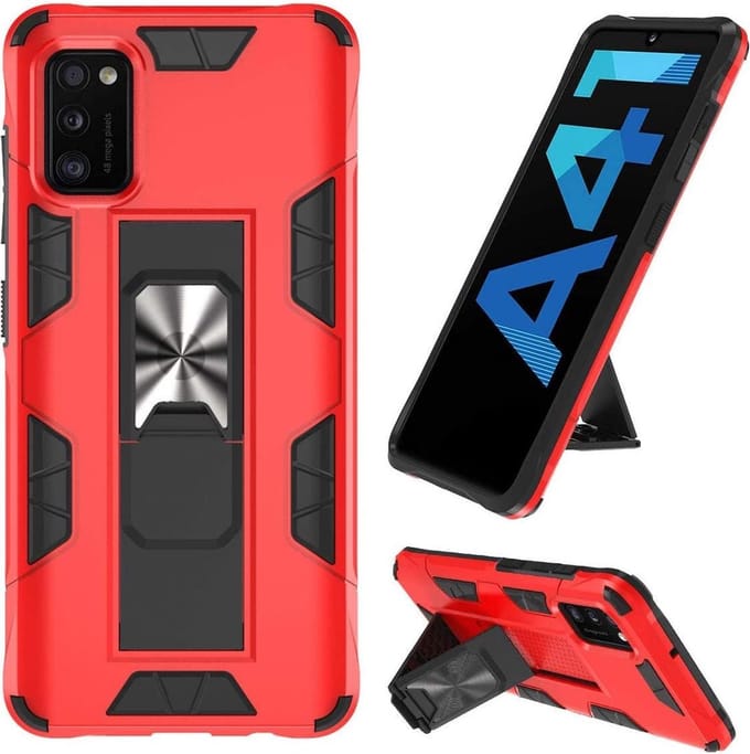 HB Hoesje Geschikt voor Samsung Galaxy A41 Rood - Magnetic Kickstand Armor Case