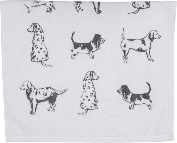 Clayre & Eef Gastendoekje 40x66 cm Wit Grijs Katoen Honden