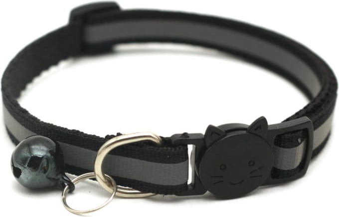 Katten Halsband | Reflecterend Met Veiligheidssluiting En Belletje | Verstelbaar 19-32 CM | ZWART