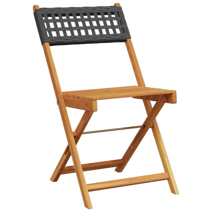 vidaXL - Opklapbare - stoelen, - 6 - stuks, - zwart, - van - polyrotan - en - massief - hout.