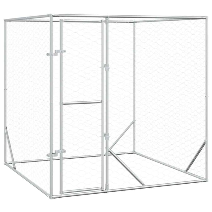 vidaXL Hondenkennel voor buiten 2x2x2 m gegalvaniseerd staal zilver