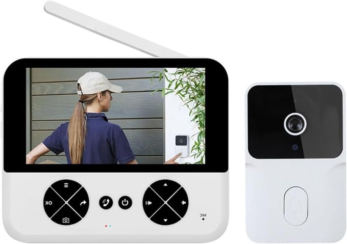 Draadloze Deurbelcamera - Video Intercom - Veiligheid Thuis - 43 inch IPS Scherm - 150m Bereik - Wit
