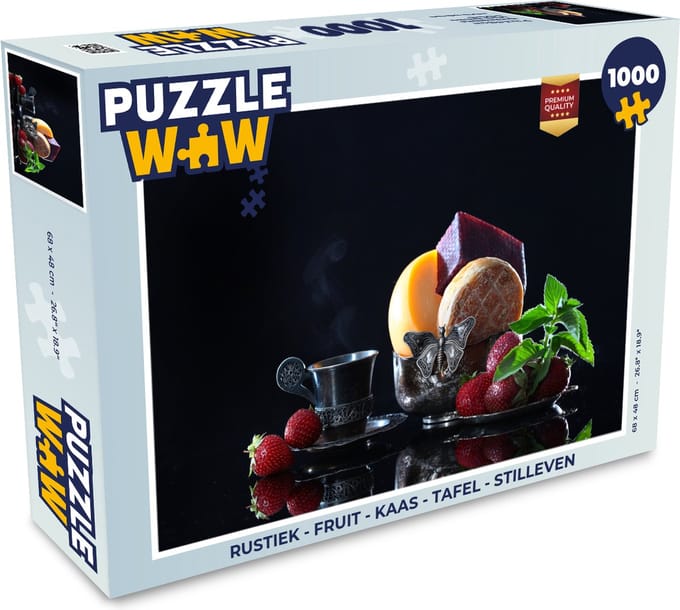 Puzzel Rustiek - Fruit - Kaas - Tafel - Stilleven - Legpuzzel - Puzzel 1000 stukjes volwassenen