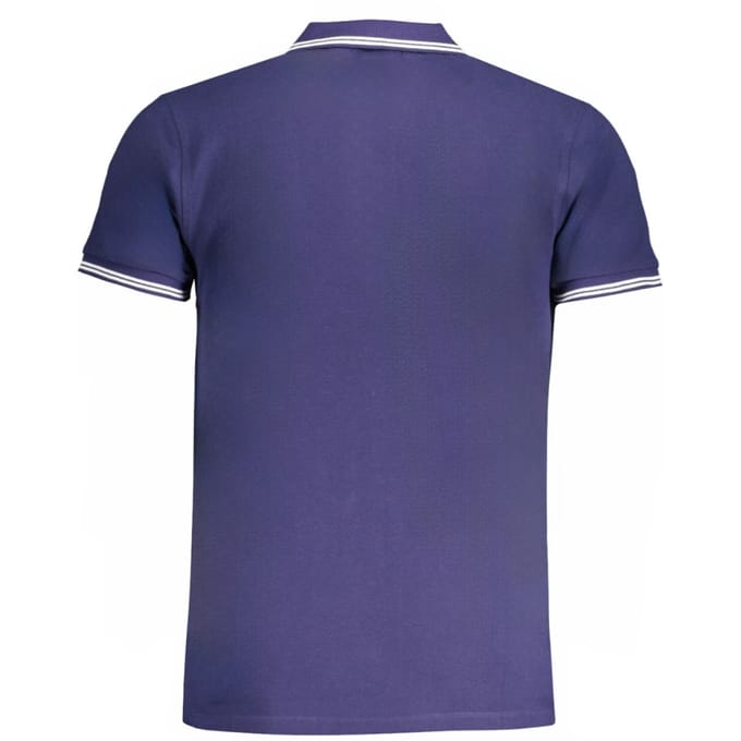 Cavalli Class Polo Shirt Navy Blauw met Witte Logo en Tipped Kraag