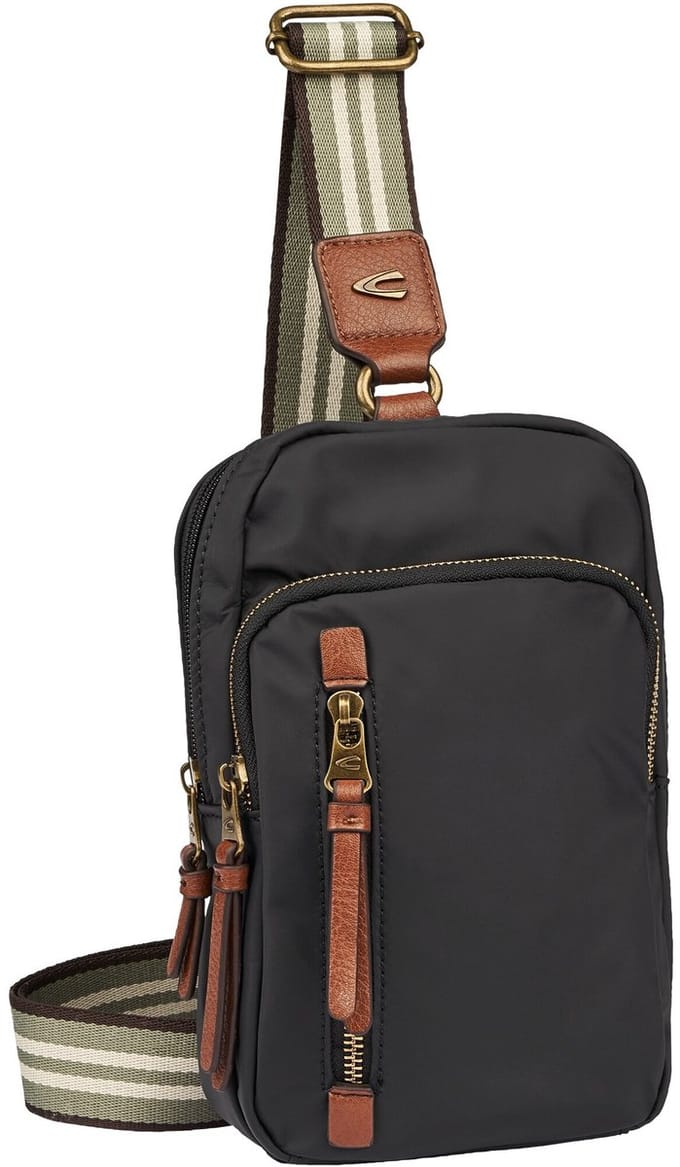camel active Schoudertas met gestreepte geweven band - Maat womenswear-M - Zwart