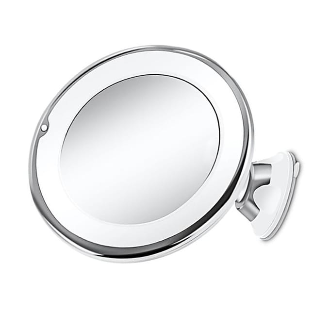 LED make-upspiegel ronde vorm 10x vergroting zuignap 360 graden rotatie verlichtingsspiegel white