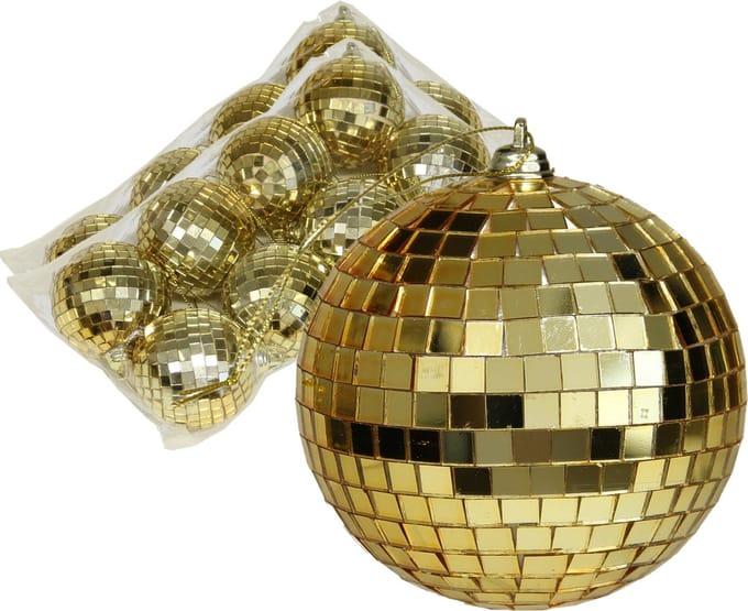 Othmar Decorations discobal kerstballen - 16x - goud -6 cm-kunststof- spiegelbol