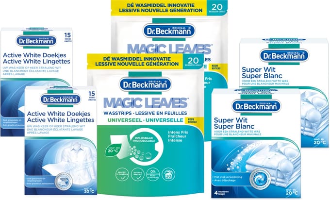 Dr. Beckmann Voordeelset - Magic Leaves Wasmiddeldoekjes Universeel 2x Active White 2x Super Wit 2x