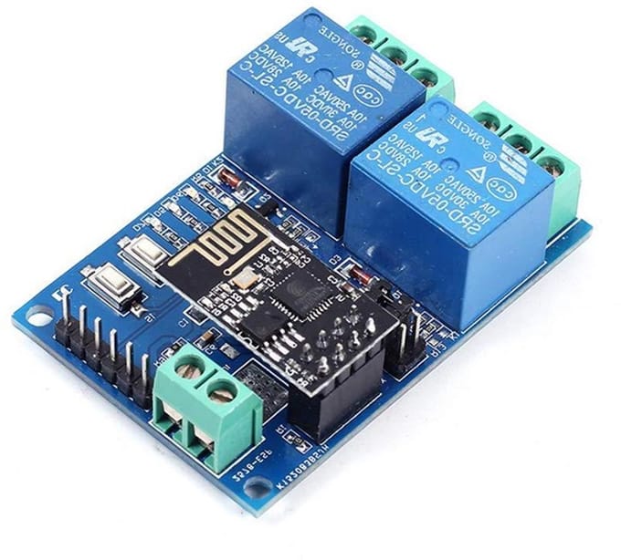 2-kanaals WiFi Relaismodule - Smart Home Module - App Bediening - ESP8266 Controller - 59 x 40 mm - Groen