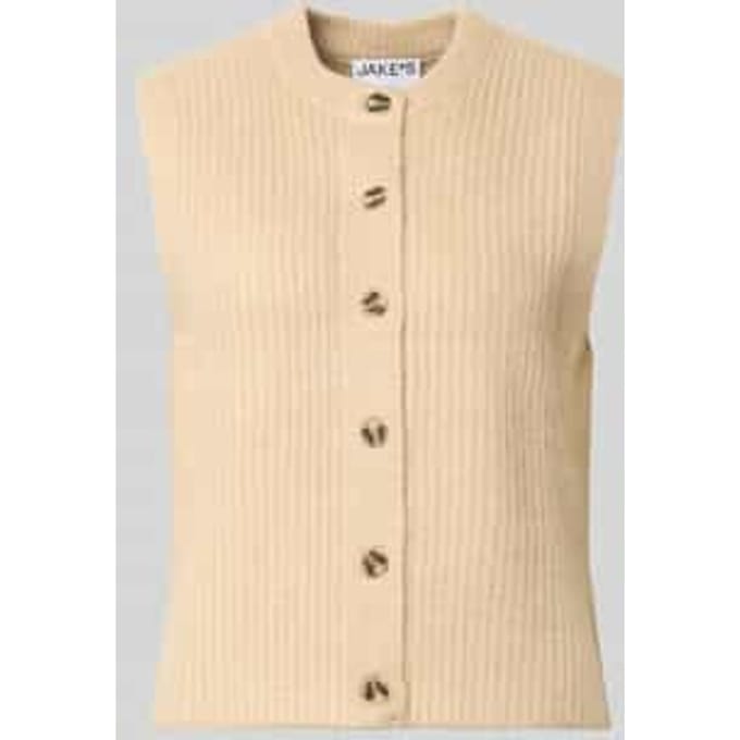 Mouwloos vest met wol en knoopsluiting