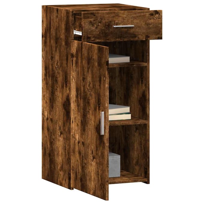 vidaXL - Dressoir - 45x42,5x93 - cm - bewerkt - hout - gerookt - eikenkleurig