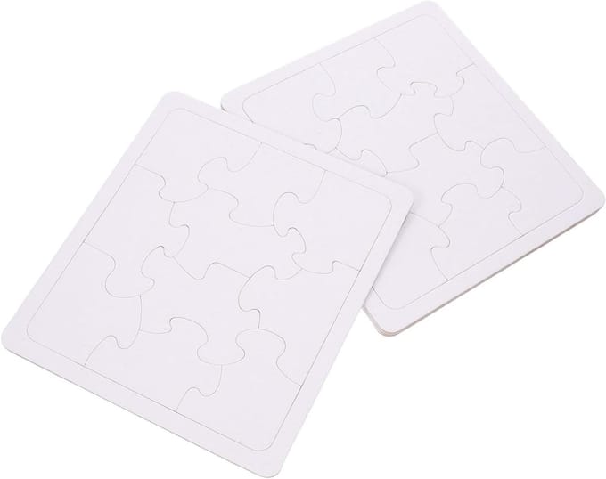 Lege Tekenpuzzels - DIY Puzzelstukken - Creatief Knutselen - Groot Leeg Bord - 18.70X16.70CM - Wit