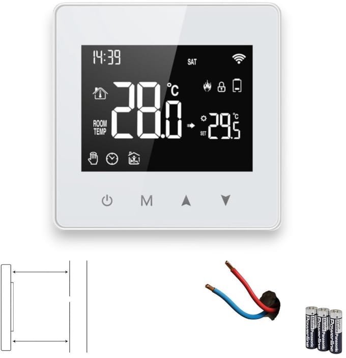 Thermostaat | Wifi opbouw 2-draads | Touchscreen | Tuya Smart Life | Spraakbediening | Wit