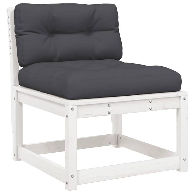 vidaXL - 5-delige - Loungeset - met - kussens - massief - grenenhout - wit