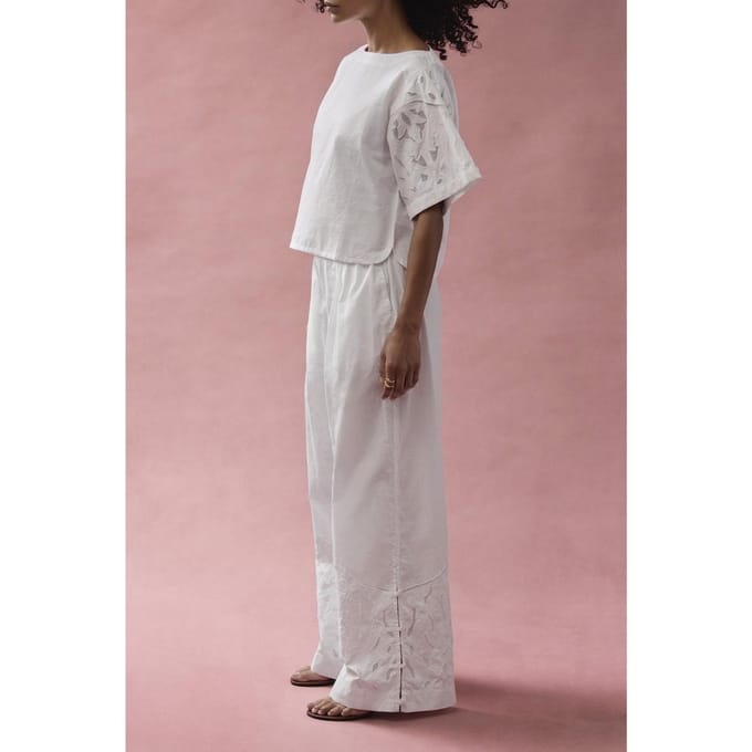 Alchemist Pants Moonflower Embr Very White Größe: 34 | Ausgestellte Hosen Outlet | Damen | Weiß