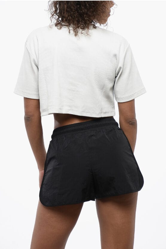 Geribbeld cropped T-shirt met ronde hals in grijs