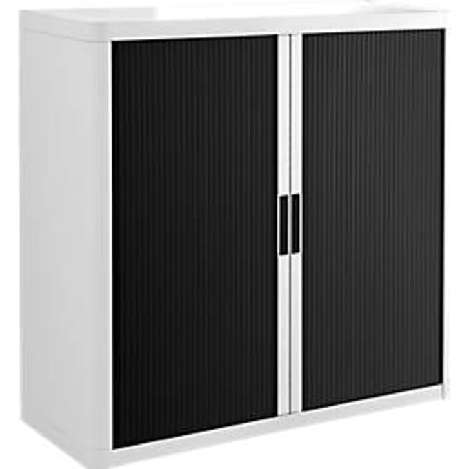 Roldeurkast - B 1100 x D 415 x H 1040 mm - wit/zwart