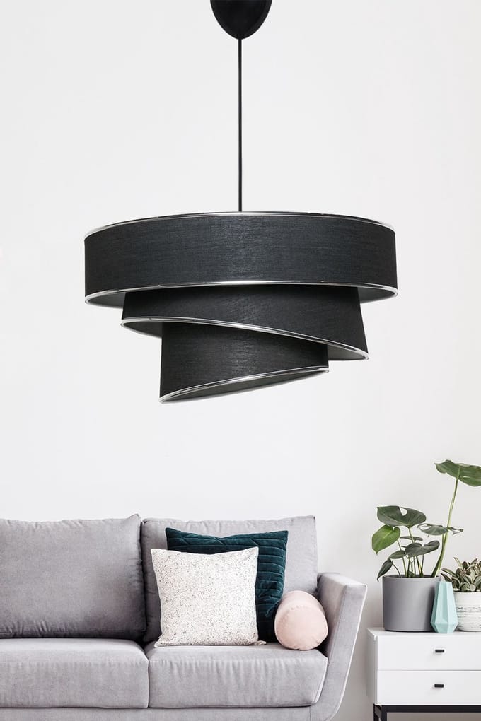 Asir - Kroonluchter - Zwart en Zilver - 40 x 40 x 72 cm