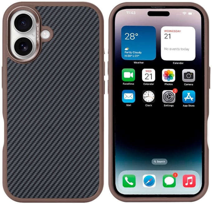 Rixus Mag Carbon With MagSafe For Apple iPhone 16 Brown