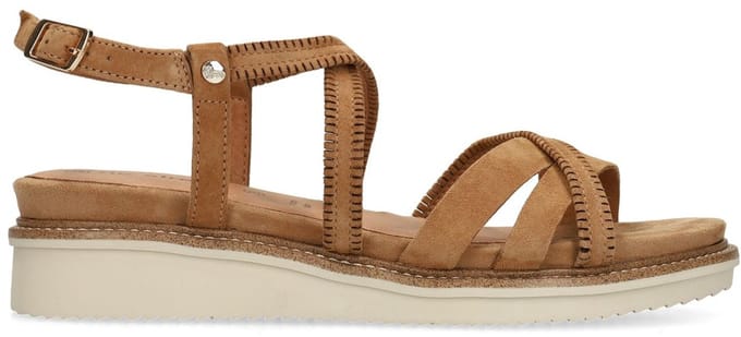 No Stress - Dames - Beige leren sandalen - Maat 36