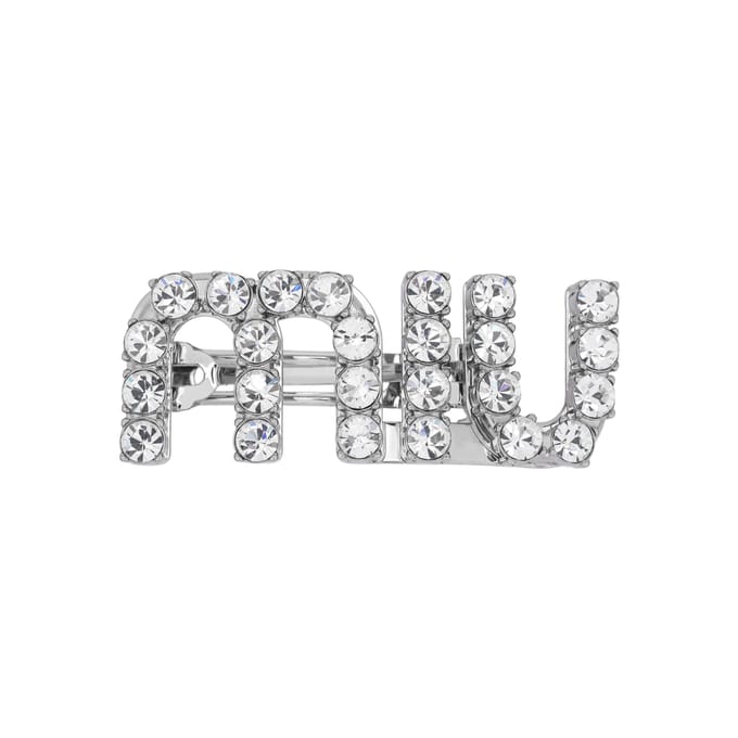 Miu Miu Logo Lettre Pince à Cheveux Métal Accessoires Femme Argent 5JF082 Basic Packaging-Box Not Included,F,Silver