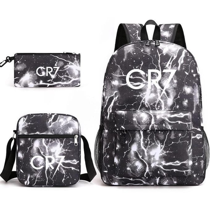 Grote schooltas met schouderband; studenten etui set van drie delen Cristiano ronaldo backpack