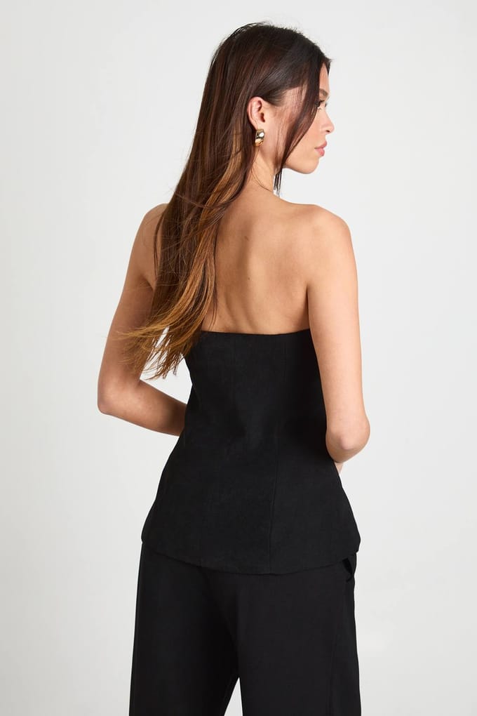 boohoo Dames Goudtrim bandeau-vest | Zwart | Maat: 36