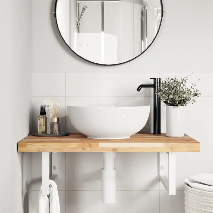 vidaXL - Badkamer - wandschap - staal - en - massief - acaciahout