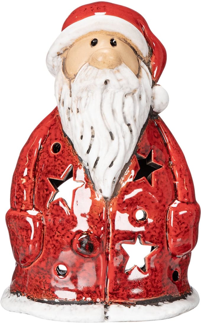 Decoratief kerstmanfiguurtje als theelichthouder met sterren, tafeldec