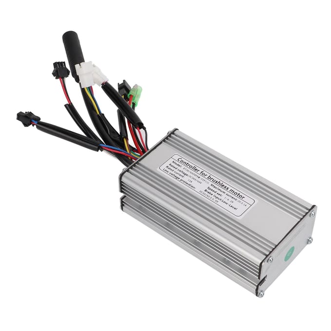 Contrôleur de vélo électrique 36 V 48 V 25 A avec double câble lumineux et dissipation thermique, contrôleur à 9 tubes white