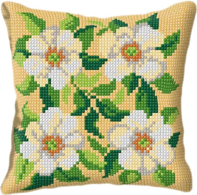 Kruissteekkussen ORCHIDEA - BLOEMEN - 9014 - 40 x 40 cm