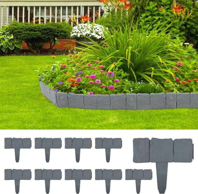 Gazonrand steen perkafbakening - maaikant grondpen tuin - set van 50 stuks - 125 m