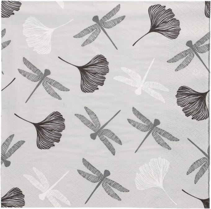 10x 20 Servetten 3-laags 1/4 vouw 40 cm x 40 cm grijs Ginko