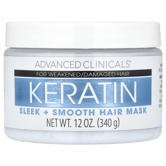 Advanced Clinicals, Masque capillaire à la kératine, propre et doux, 12 oz (340 g) gray
