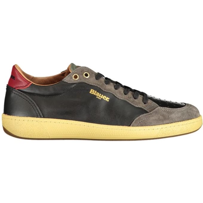 Blauer Zwarte Leren Heren Sneakers