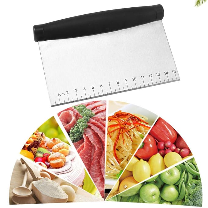 Multifunctionele Bank Schraper Roestvrij Staal Pizza Deeg Schraper Hakker Deegsnijder voor Brood en black