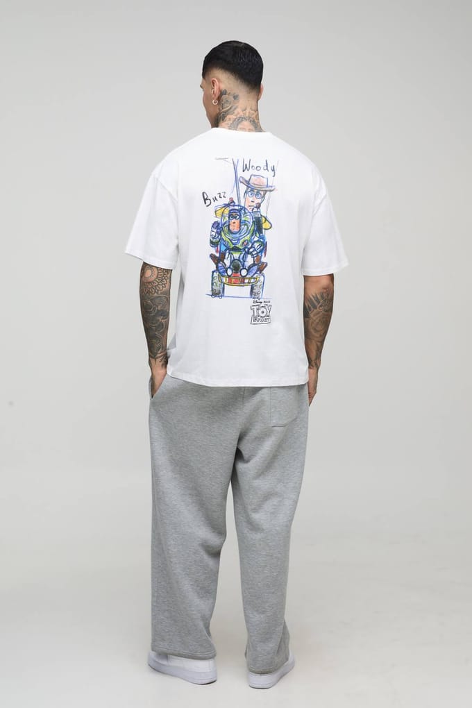 Tall Oversized Disney Toy Story Licentie T-Shirt | White | Size Medium
