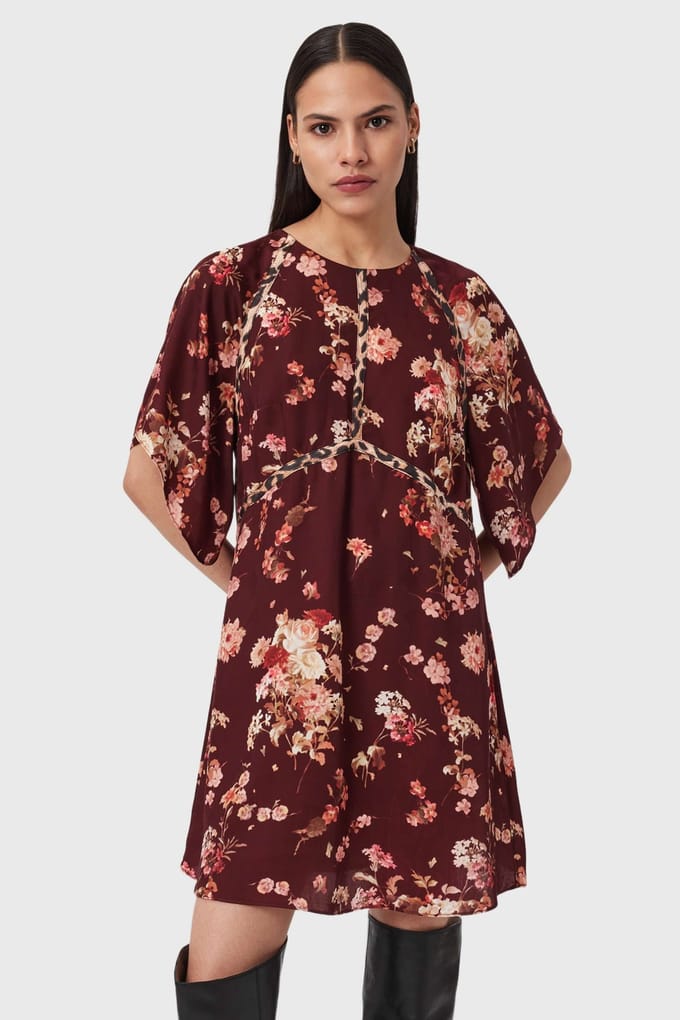 AllSaints Xena Dress Armada Wine Red Maat: 2 | Mini Jurken Outlet | Dames | Rood