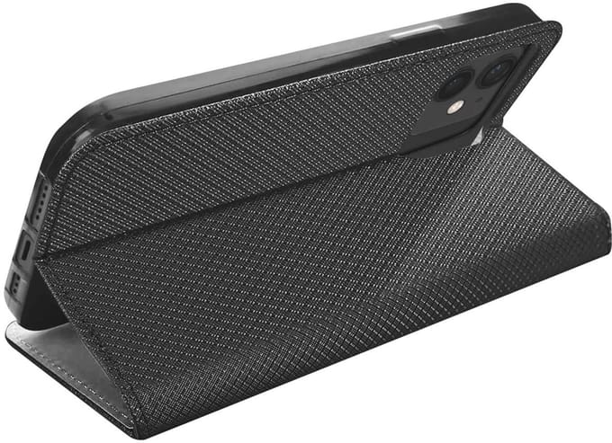Jaym, Hoesje geschikt voor Apple iPhone 12 Mini - Magnetisch Folio met Standaard, Zwart