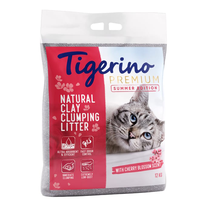 12 kg Tigerino Premium - Kersenbloesemgeur - Kattenbakvulling
