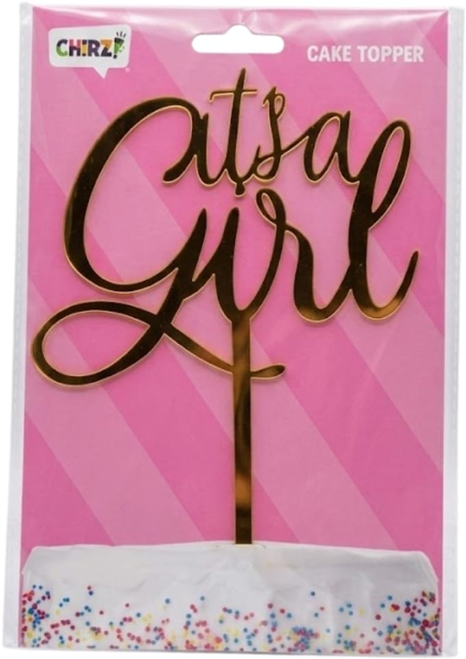Taartprikker - It's a girl - Cake Topper Zilver