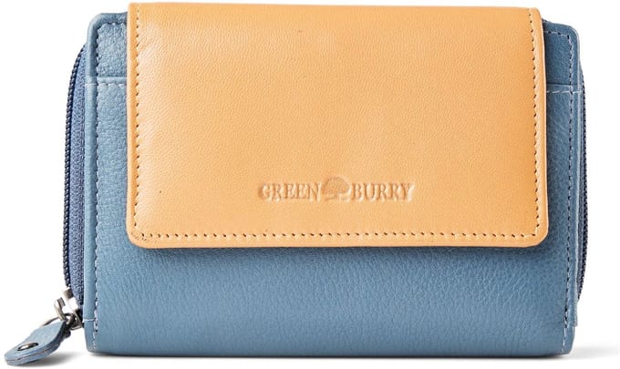 Greenburry Nappa Portemonnee RFID-bescherming Leer 14 cm - Dames - Horizontaal - grey-tan
