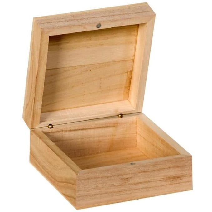 Vierkante doos 10x10x5 cm hout - Artemio