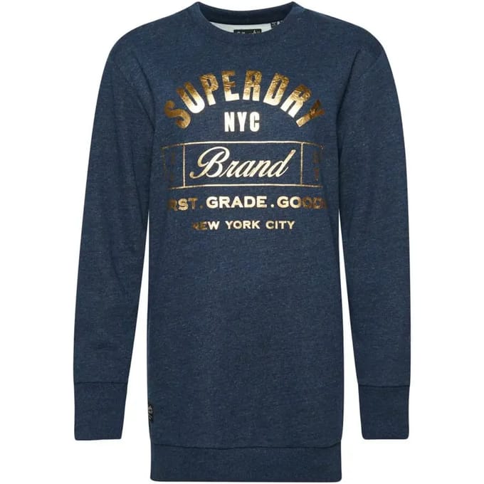Damesjurk in jersey met metallic logo Superdry Luxe
