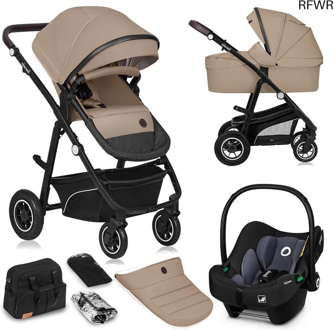 Kinderwagen Set - Combi Kinderwagen - Baby Vervoer - 3-in-1 Functionaliteit - Vanaf Geboorte - Beige
