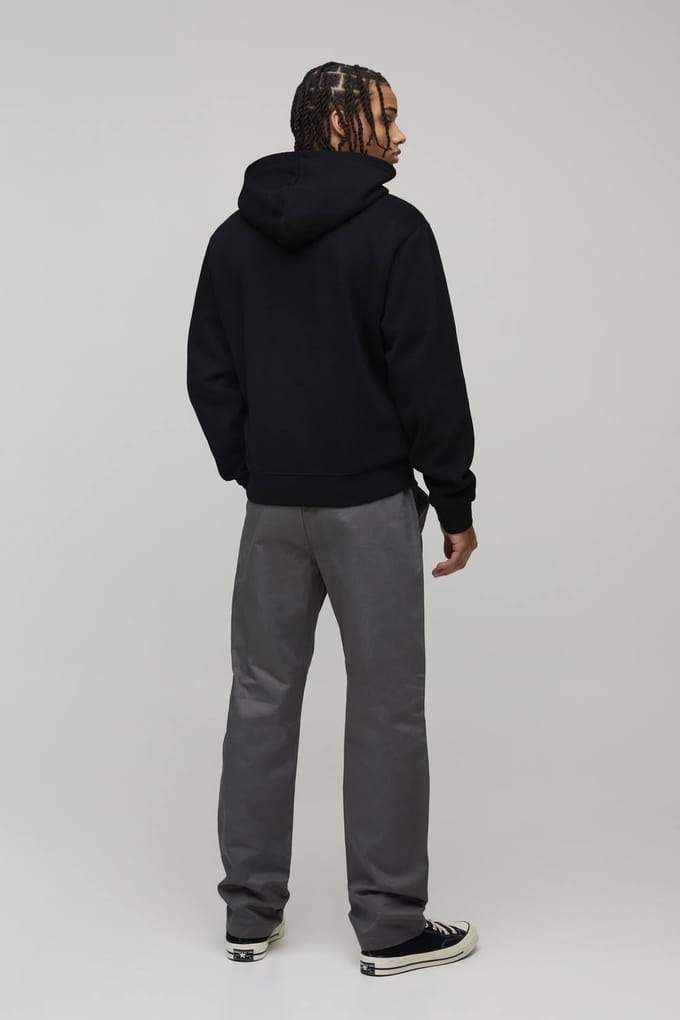 Straight Fit Pleat Front Chino Trouser | Charcoal | Size 52