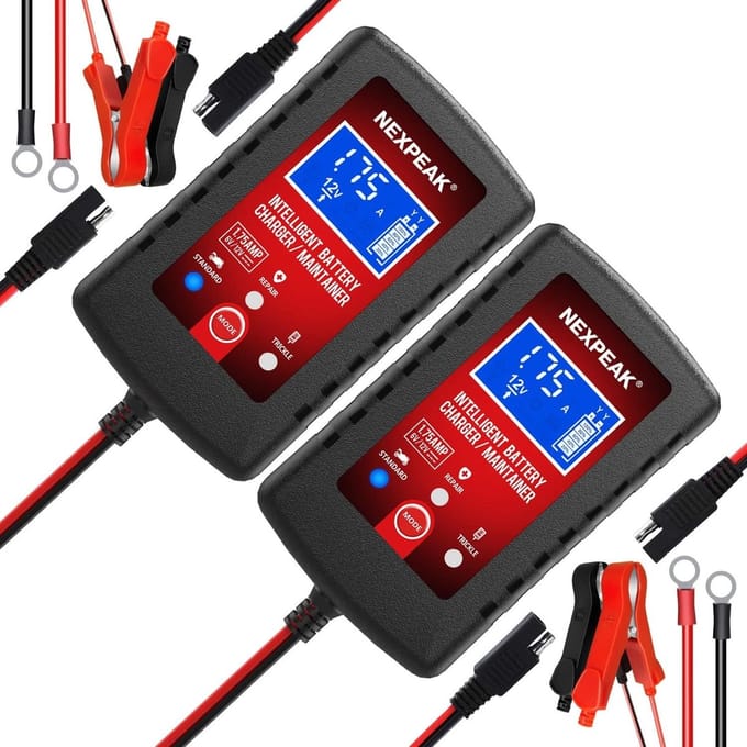 Autoacculader - Multifunctioneel - 1,75 A - 6 V en 12 V - Voor Auto's, Motorfietsen en Grasmaaiers